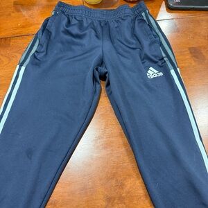 Adidas Kids Dark Blue Joggers with Sky Blue Accents